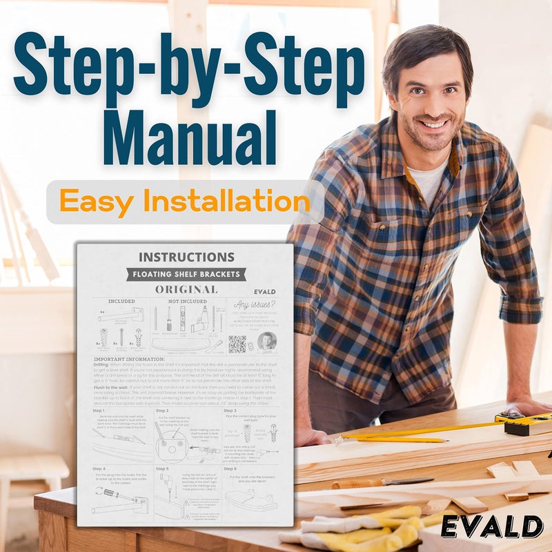 EVALD Standard Floating Shelf Bracket | 6-inch Brackets for Shelves with Anchors and Screws | Invisible Shelf Supports for Home and Office Decor | Suitable for Fireplace Various Wall Types (6 Inch) - Image 5